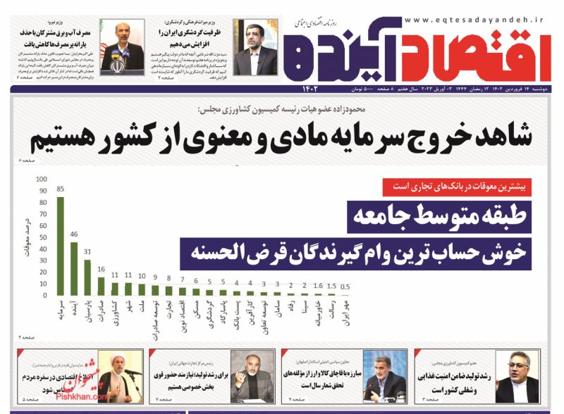 عناوین اخبار روزنامه اقتصاد آینده در روز دوشنبه ۱۴ فروردين