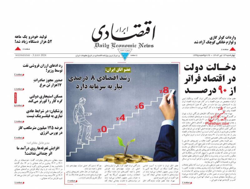 عناوین اخبار روزنامه ابرار اقتصادی در روز چهارشنبه ۱۳ تیر