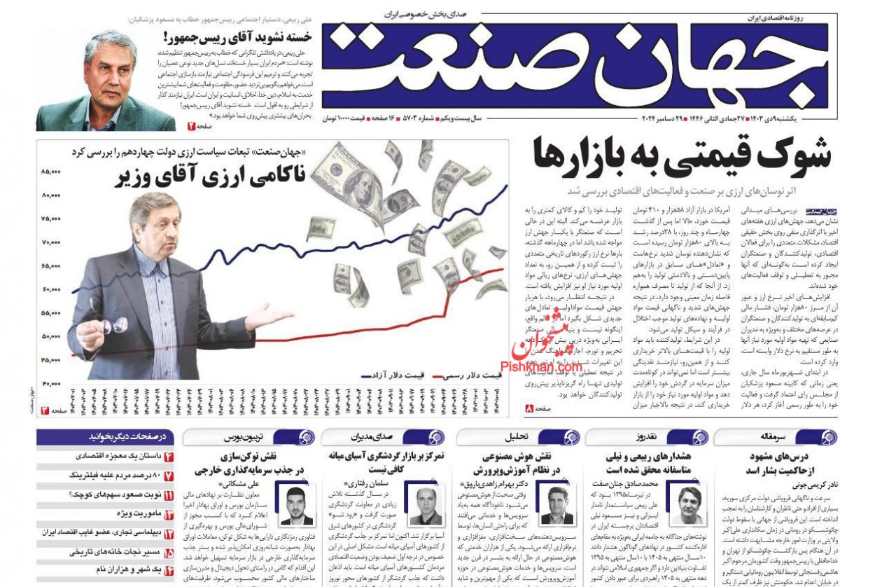 عناوین اخبار روزنامه جهان صنعت در روز یکشنبه‌ ۹ دی